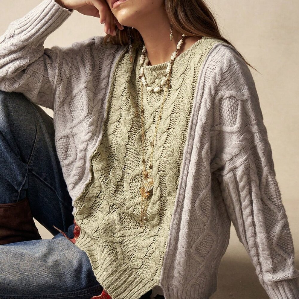 Multicolor Boho Casual Women's Timeless Geometric Cable Knit Pullover Sweater